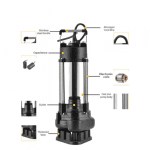 Pompa submersibila de apa murdara DDT V1500F, 1500 W, 12 mc/h+ Furtun pompier, 20 metri, 2 toli + Furtunul de pompier 2'' 20 m, 8 bari, cu cuple - imagine 5