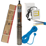 Pompa submersibila multietajata de mare adancime DDT, 4SDM2/8 DDT-0077, 1500 W, apa curata, carcasa inox-fonta, debit maxim 7000 L/h, inaltime maxim 120m, diametru pompa 100 mm, panou comanda,15m cabl