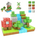 Set 75 cuburi magnetice pentru construcții, tematică blocuri, 2 cm - imagine 2