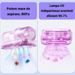 Aspirator UV anti-acarieni, fără fir, filtrare triplă HEPA - imagine 3