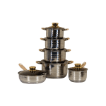 Set 6 piese vase gătit din inox, cu capace incluse