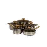Set 6 piese vase gătit din inox, cu capace incluse - imagine 2