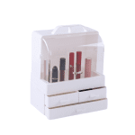 Organizator machiaj cu 3 sertare și capotă transparentă, cutie depozitare cosmetice