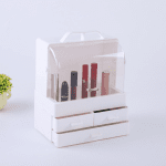 Organizator machiaj cu 3 sertare și capotă transparentă, cutie depozitare cosmetice - imagine 2