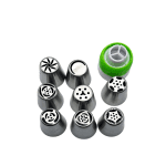 Set decorare prăjituri 10 piese – 8 duze inox mari, adaptor și poș reutilizabil din silicon