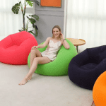 Fotoliu gonflabil tip lounge, design sferic, PVC cu suprafață flocking - imagine 2