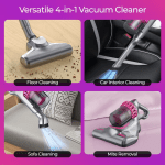 Aspirator vertical fără fir 4 în 1, 8500Pa, UV antiacarieni, filtru HEPA, 45 min autonomie - imagine 5