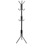 Cuier tip pom, 170 cm, 3 brațe, suport umbrelă și pălărie, metal, negru