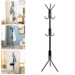 Cuier tip pom, 170 cm, 3 brațe, suport umbrelă și pălărie, metal, negru - imagine 5