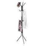 Cuier tip pom, 170 cm, 3 brațe, suport umbrelă și pălărie, metal, negru - imagine 4