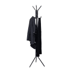 Cuier tip pom, 170 cm, 3 brațe, suport umbrelă și pălărie, metal, negru - imagine 3