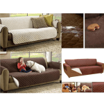 Cuvertură matlasată canapea 3 locuri AllizBan, 170 x 270 cm, model romburi, reversibilă, maro - imagine 5