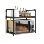 Etajeră pentru cuptor cu microunde, 2 niveluri, 49x48x32 cm, plastic, negru