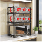 Etajeră pentru cuptor microunde, 3 niveluri, 71 x 48 x 26 cm, plastic, alb - imagine 3