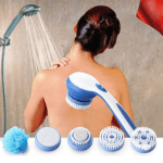 Perie rotativă corp Spin Spa, 5 accesorii, 2 viteze, rezistentă la apă, alb/albastru - imagine 2