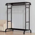 Raft organizator haine și încălțăminte, metal, 109x50.5x148 cm, capacitate 50 kg, negru - imagine 3