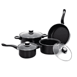 Set oale și ustensile bucătărie, 13 piese, antiaderent, capace sticlă