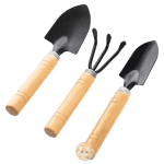 Set unelte grădină 3 piese, lopată mică, greblă și cultivator, mânere ergonomice