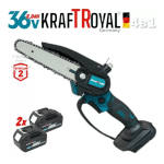 Set unelte grădinărit 4 în 1 Kraftroyal, suflantă + foarfecă + mini drujbă + tijă telescopică, 36V 8Ah - imagine 2