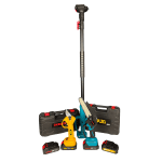 Set unelte grădinărit PJA + OKBOONS, foarfecă electrică + mini drujbă + tijă telescopică 2 m, 4 acumulatori 48V 5Ah, lamă 6 inch