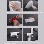 Suport periuțe dinți cu sterilizare UV și dozator pastă LY-50273, 4 periuțe, USB, alb - imagine 3