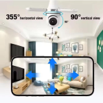 Cameră bec WiFi 3MP, rotire 360°, detectare mișcare, audio bidirecțional, V380 Pro