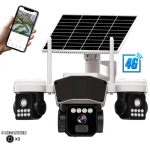 Cameră supraveghere 4G cu panou solar, 9MP, baterie 16000 mAh, rotire automată, night vision color