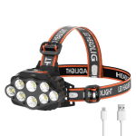 Lanternă frontală LED USB, 4 moduri lumină, indicator baterie, XC88, negru