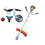 Motocoasă pe benzină German Meister 7 CP, 63CC, 2 timpi, 13000 RPM, disc 48 dinți, lamă 3 dinți, tambur automat, ham profesional