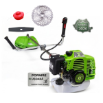 Motocoasă pe Benzină German Meister, 3 CP, 52CC, 2 Timpi, 9000 RPM, Disc 40 Dinți, Lamă 2 Dinți, Tambur Automat, Ham Profesional Verde