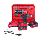 Bormașină Autofiletantă cu Percuție German Meister 36V, Motor Brushless, 50 Nm, Mandrină Metalică 10 mm, 2 Acumulatori 8Ah, 90 Accesorii, Valiză Transport