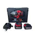 Cheie de Impact Profesională German Meister 36V 8Ah MAX Brushless, 1000 Nm, Mandrină 1/2", 2 Acumulatori Li-Ion, LED și 3 Trepte de Putere Rosie