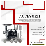 Masina electrica tocat carne NEAGRA 3800W, 3 site, accesorii rosii inclus, Craft-Tec MX976 - imagine 6