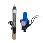Pachet Pompă Submersibilă Agrosat QJD5-120/8-1.5, 1500W, 8 Turbine, 120 m, 5 m³/h, Inox + Prescontrol Automat