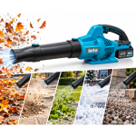 Suflantă Electrică IETO 24VF, Motor Brushless, 20.000 RPM, Debit Aer 0.69 m³/min, Distanță Suflare 2.6 m, 2 Acumulatori Li-Ion 4Ah, Încărcător