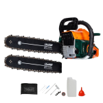 Drujbă pe Benzină Super Power Plus Red Edition, 5 CP, Motor 2 Timpi, 52 cm³, 2 Lame de 40 cm, 2 Lanțuri, Sistem Antivibrații, Pornire Manuală
